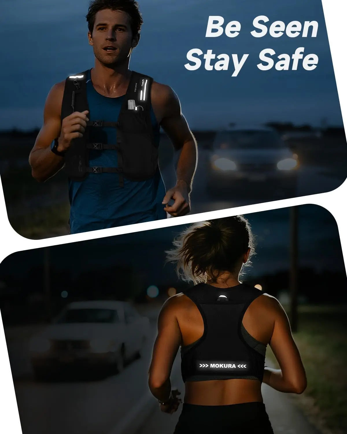 Unisex Running Vest Lightweight Hydration 500ML Soft Flask Phone Holder Reflective