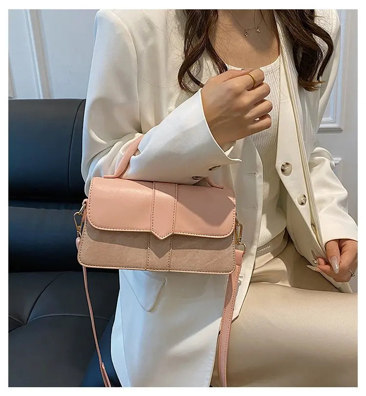 Classic Design Luxury Style Women'S Small Flap Crossbody Bag PU Leather Top Handle Bag