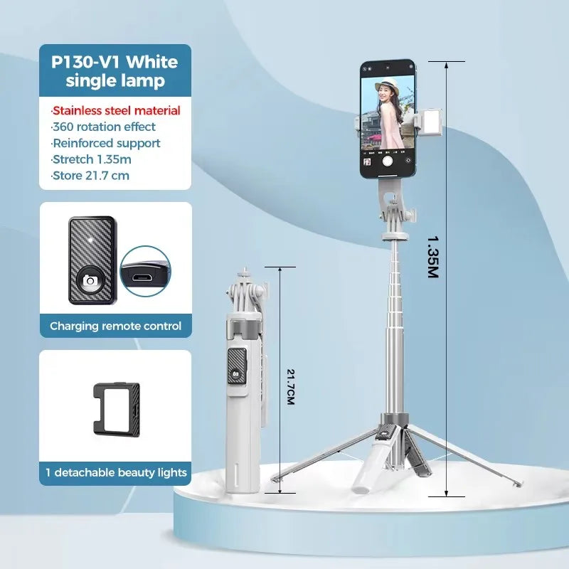 P130 135CM 4-Legs Mini Smart Selfie Stick with 360 Rotation Auto Face Detection Selfie