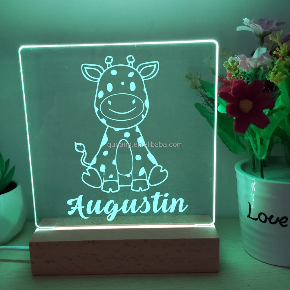 Personalized Unique Engraved Night Light Gifts for Kids Customized Name Moon and Stars