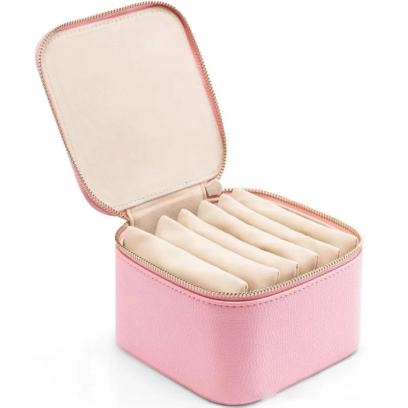 Handmade Craft Portable Travel Jewelry Organizer Box Multifunctional Square Mini Jewelry