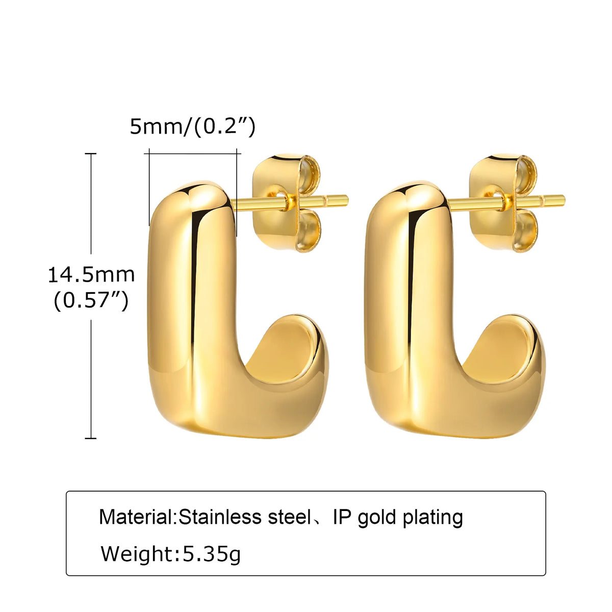 18K Gold Plated Stainless Steel Tarnish-Free Waterproof Hoop Earrings Women'S