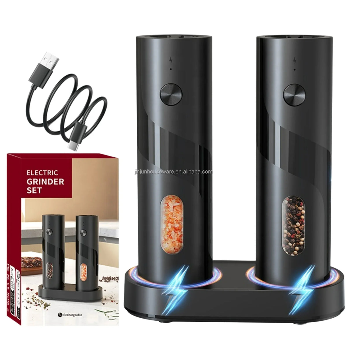 Rechargeable Salt and Pepper Grinder Set Electric Salt and Pepper Grinder Set