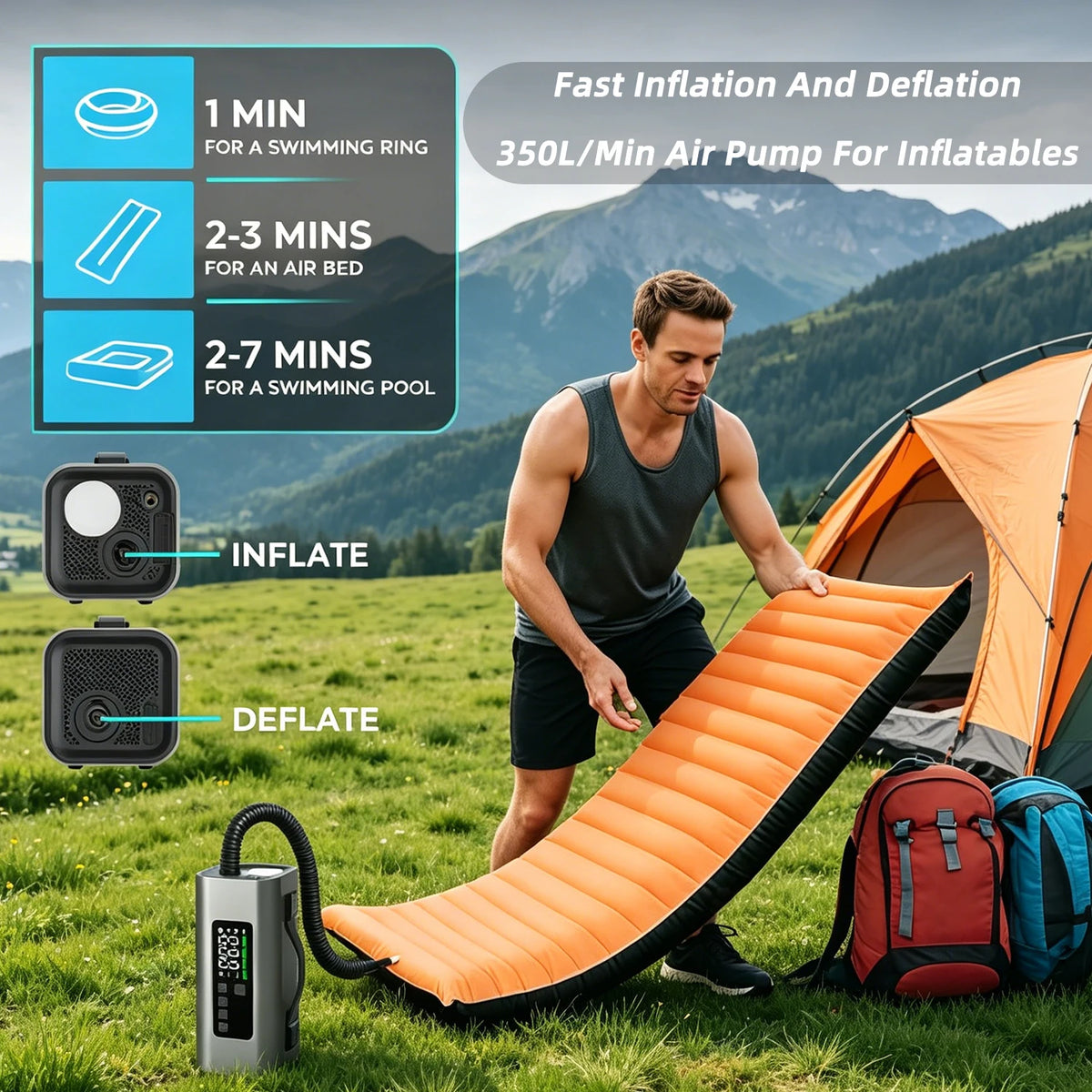 Multi Functional 6 In 1 Cordless Lithium Battery Car Jump Starter Tire Inflator Blower