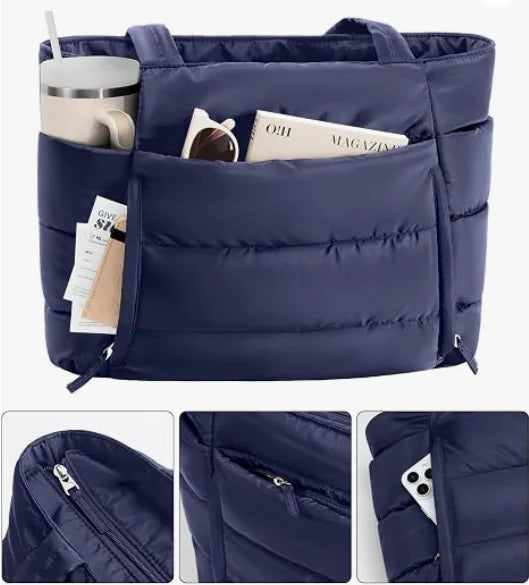 Large Capacity Puffer Tote Bag for Women Lightweight Puffy Handbags for Work Office