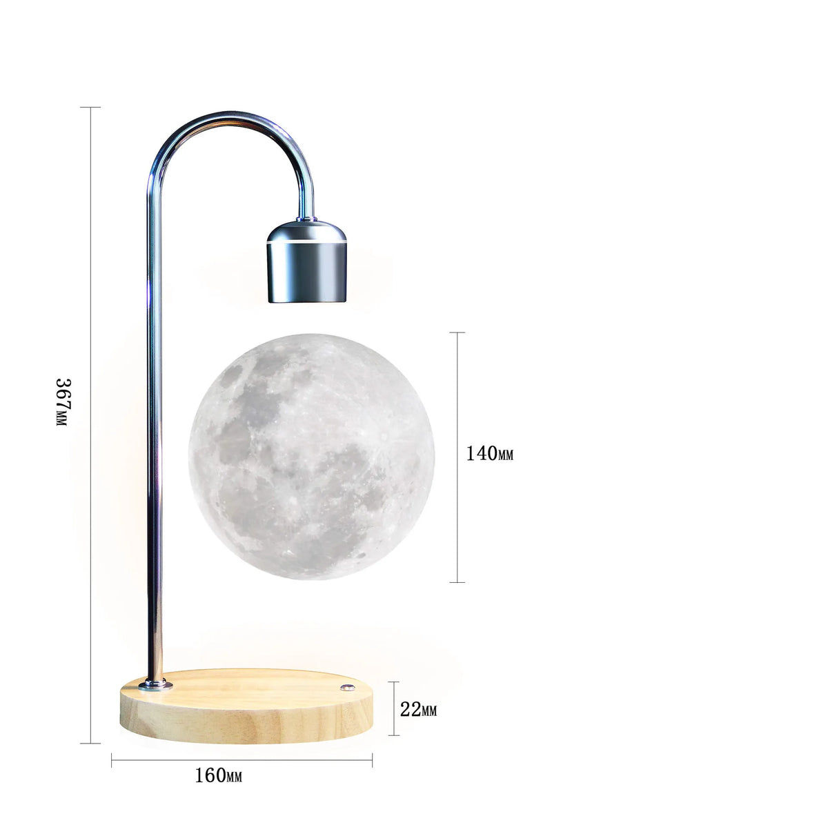 Smart 3D Printing Magnetic Levitating Moon Desk Lamp With Wireless Charger