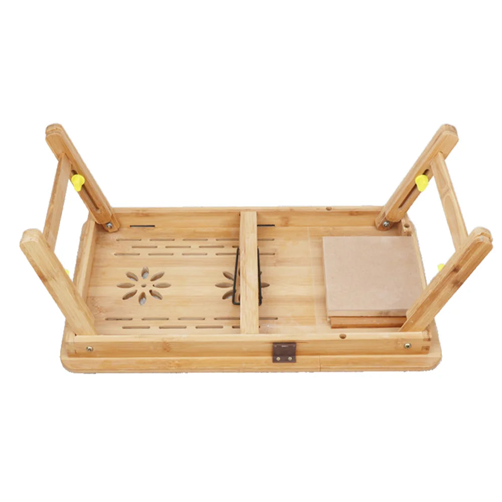 Bamboo Portable Foldable Laptop Desk Vertical Wooden Laptop Stand Adjustable Laptop Table