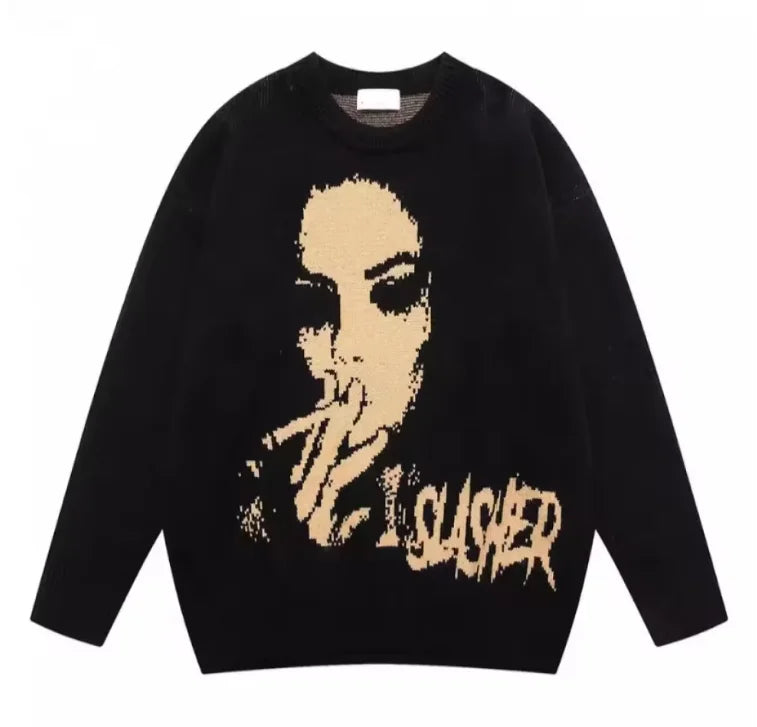 Knit Fashion Skeleton Thick Jacquard Jumpers Sweater for Men Knitwear Winter Knitted