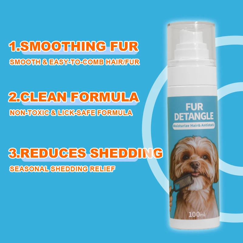 Pet Hair Care Fur Detangle Dog Grooming Spray Cat Shampoo Lavender Soothes Hydrates