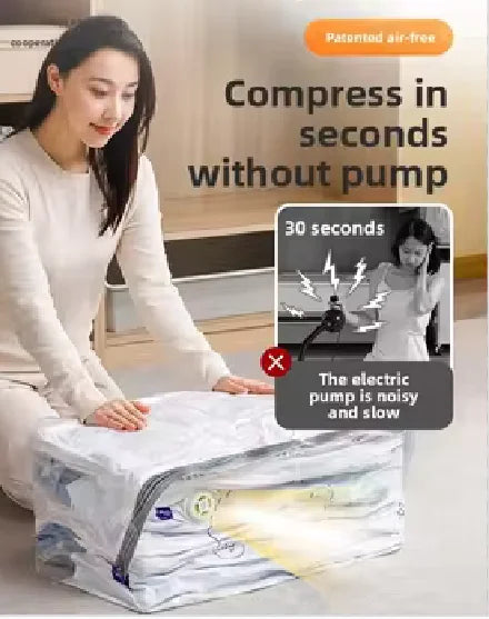 Vacuum Compression Bags Pump Free PA+PE Antibacterial Japandi Style Glossy Space Saving