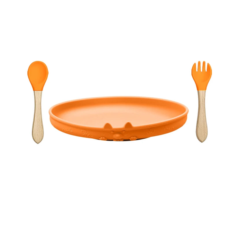 Food Grade Silicone Baby Feeding Set With Cup Bowl Plate Bib Spoon and Fork Easy Clean