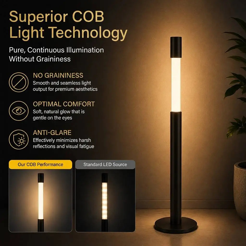 Modern Cylindrical LED Floor Lamp Bubble Glitter Tube Warm Ambient Standing Lamp