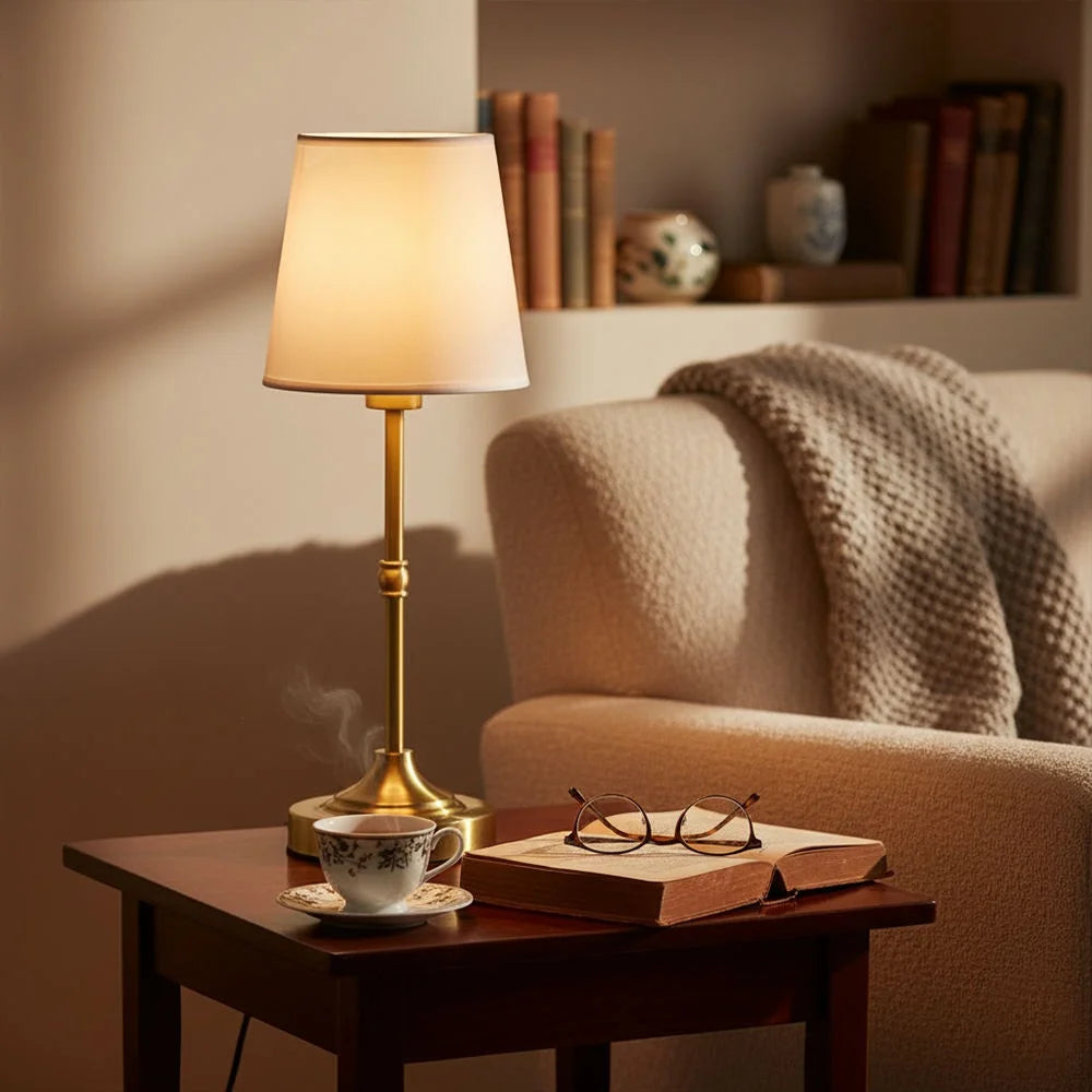 Luxury Modern Decorative Light USB Rechargeable Fabric Table Lamp Cordless Table Lamp