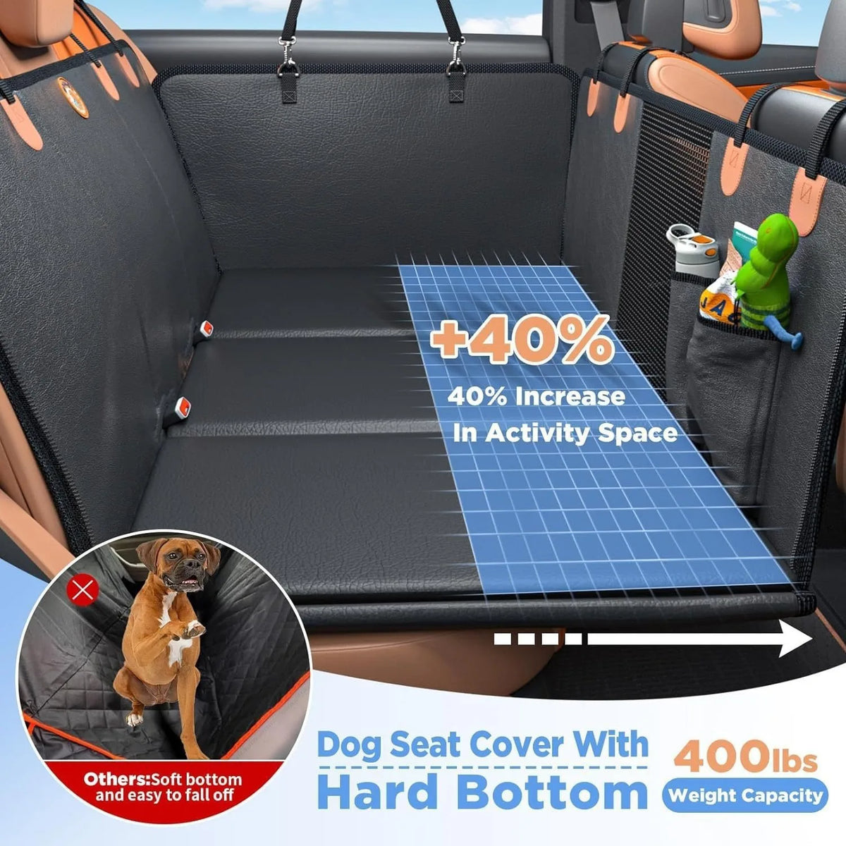 Pet Car Seat Cover Solid Waterproof Foldable Dog Rear Seat Protector
