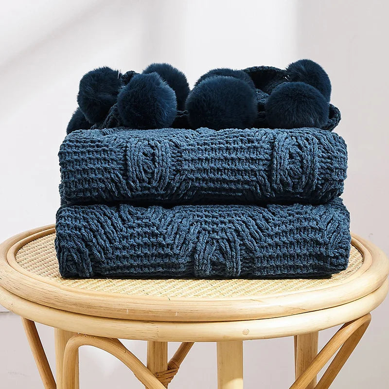Chenille Chunky Knit Blanket for Winter Tv Sofa Nap Woven Throw Christmas Decoration