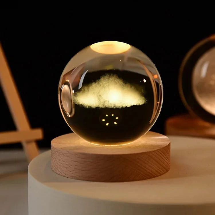 Projector 3D Night Lights Crystal Ball Music Box Customized Heart Rotate Animation Figure