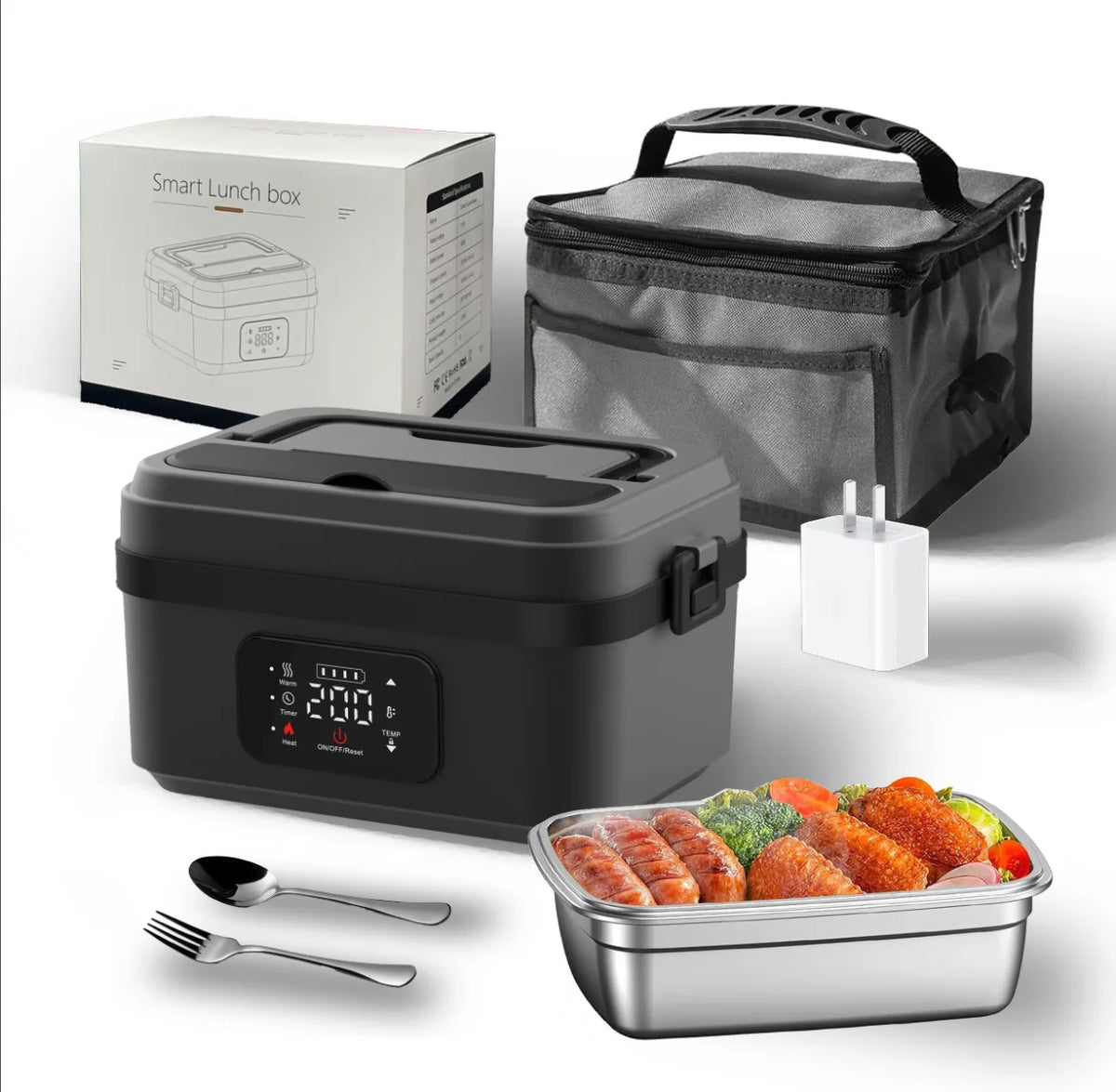USB Electric Heating Lunch Box with Double-Layer Insulation 1L Capacity for Office