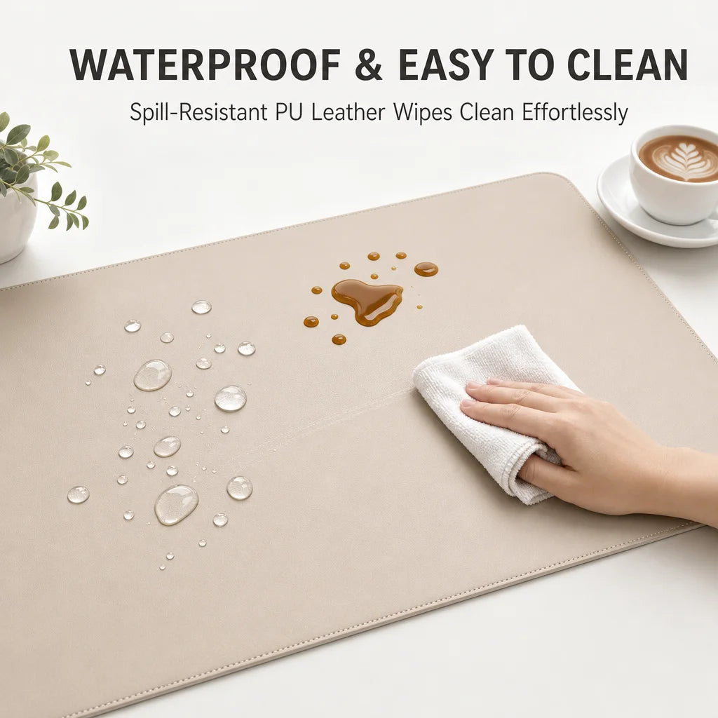 Leather Desk Mat Heat Resistant Mouse Pad Custom Printed Rectangular Office Table Pad