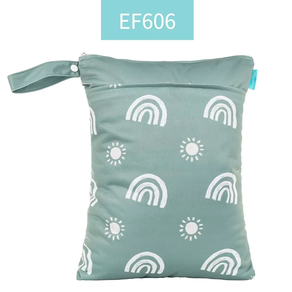 Printed Waterproof Wet Dry Bag Soft Polyester Zipper Storage Pouch for Infant Beach