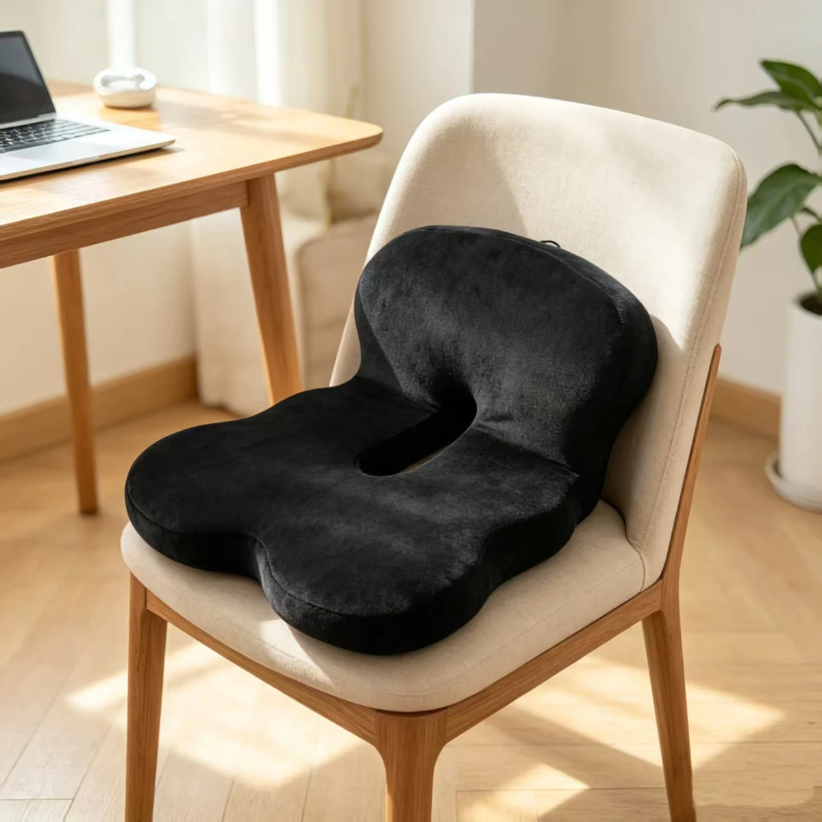Extra Thick Memory Foam Seat Cushion for Office Chair and Car, Black