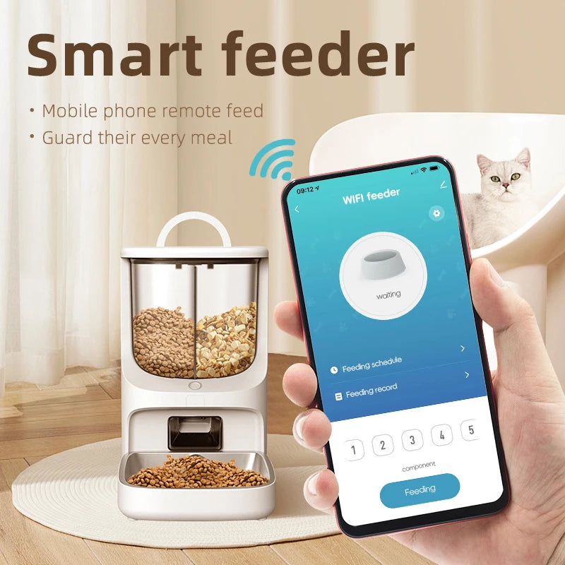 Smart WiFi Pet Feeder 5L for Dogs and Cats with Mobile App Remote Control