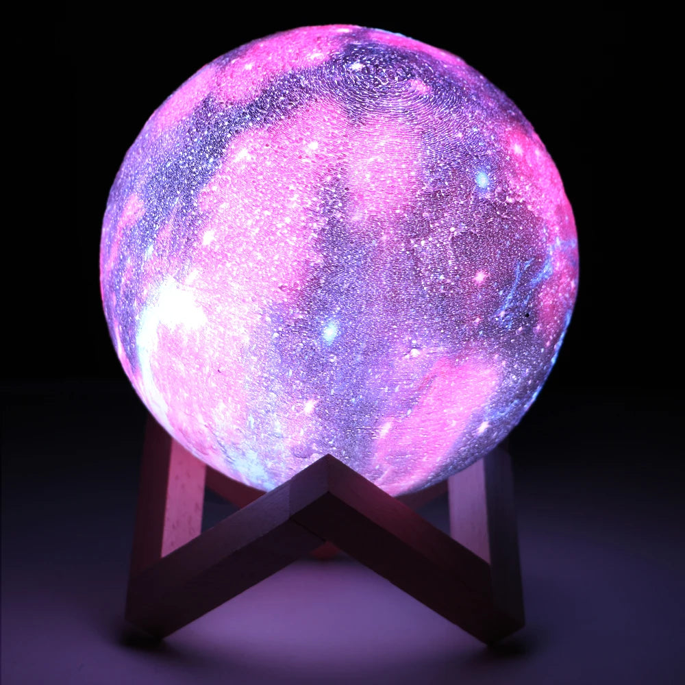 3D Moon Night Light Lamp Star Lamp 3D Lunar Night Light Remote Control 16 Colors Moon