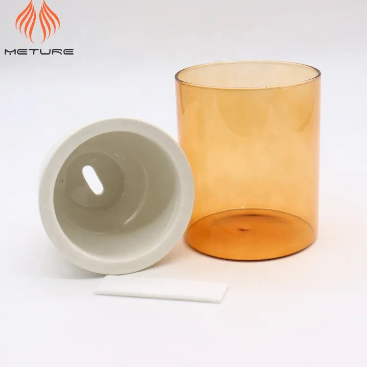 Indoor SELF-WATERING Orange GLASS and White CERAMIC Flower Pot Hydroponic Planter