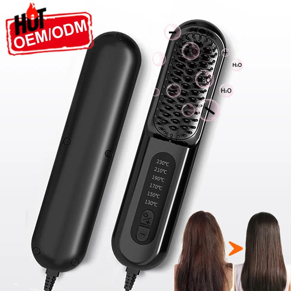 Portable Electric Straighten Hair Brush Fast Heating Ceramic Hair Straightener Comb