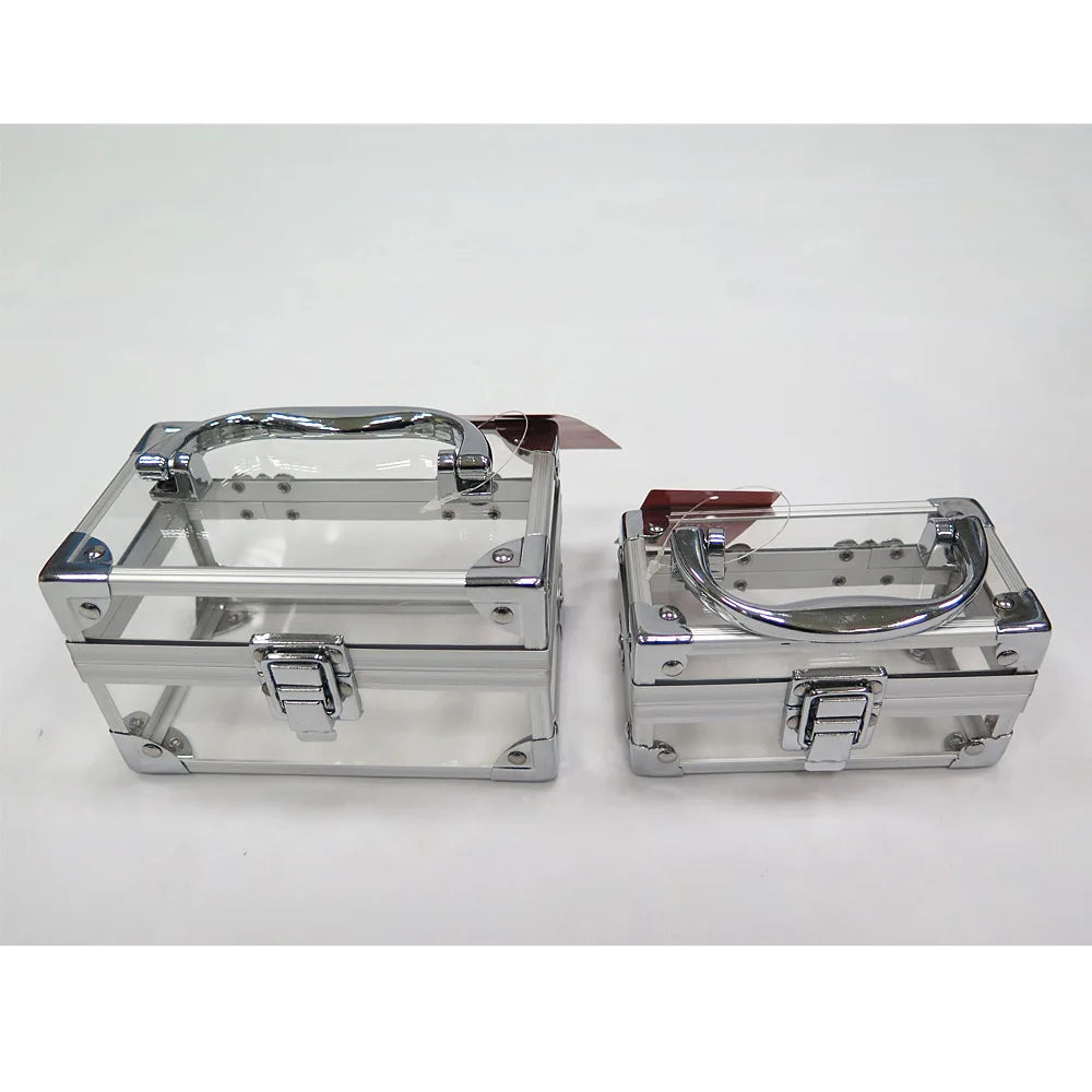 Fashionable Red Transparent Acrylic Cosmetic Organizer Waterproof Case with Open Closure