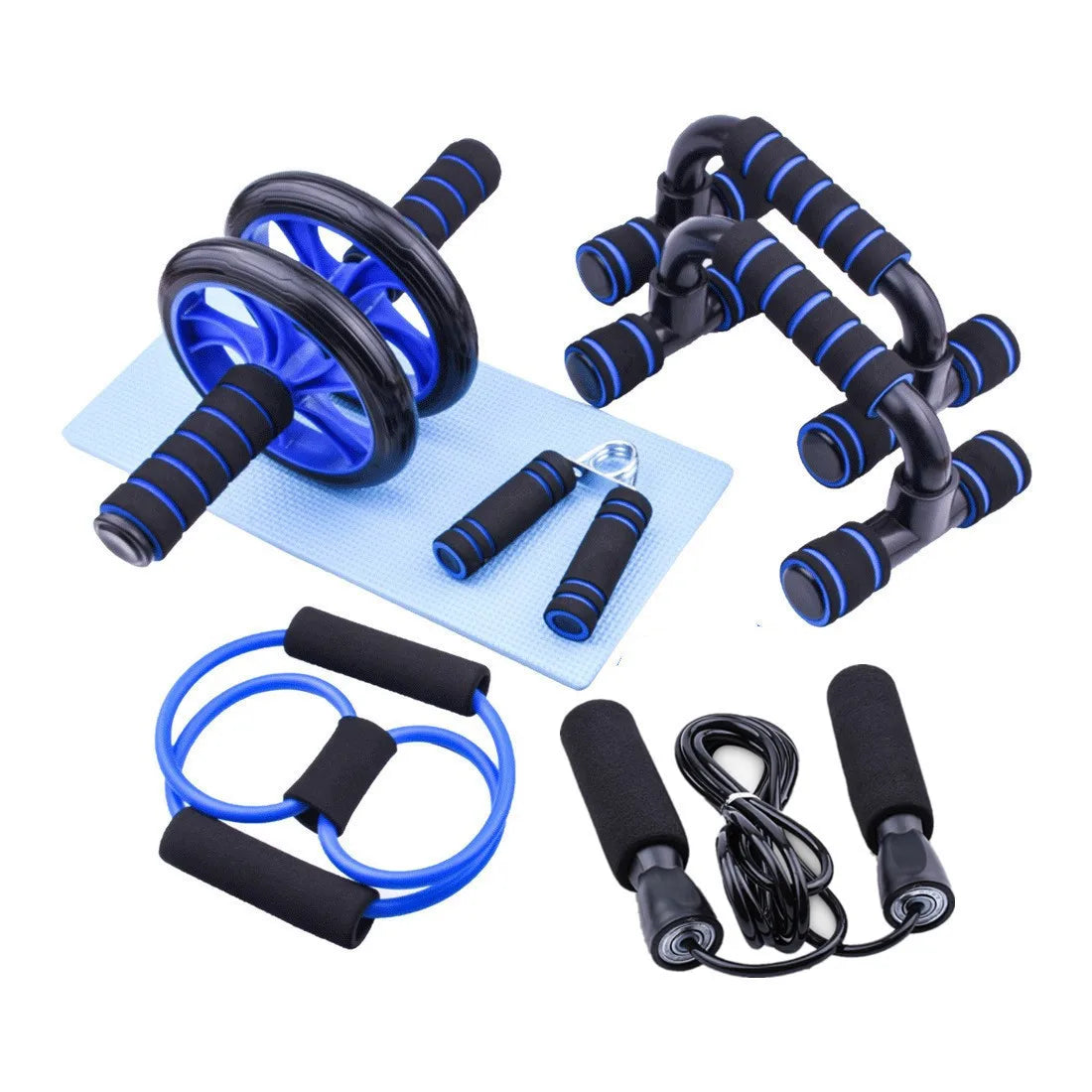 Custom AB Wheel Roller Kit Muscle Exercise Equipment Multi-Functional Seven-Piece Fitness