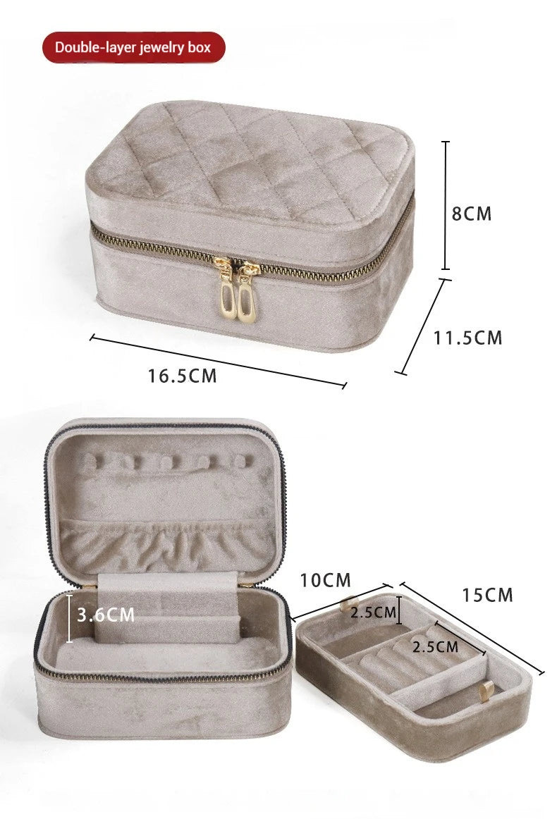 Multi-Layer Travel Leather Jewelry Organizer Storage Ring Earring Necklace Packaging Bag
