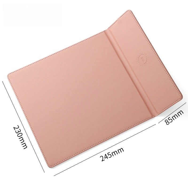 15W Fast Wireless Charging Mouse Pad, Small PU Leather Non-Slip Desk Mat with for Office