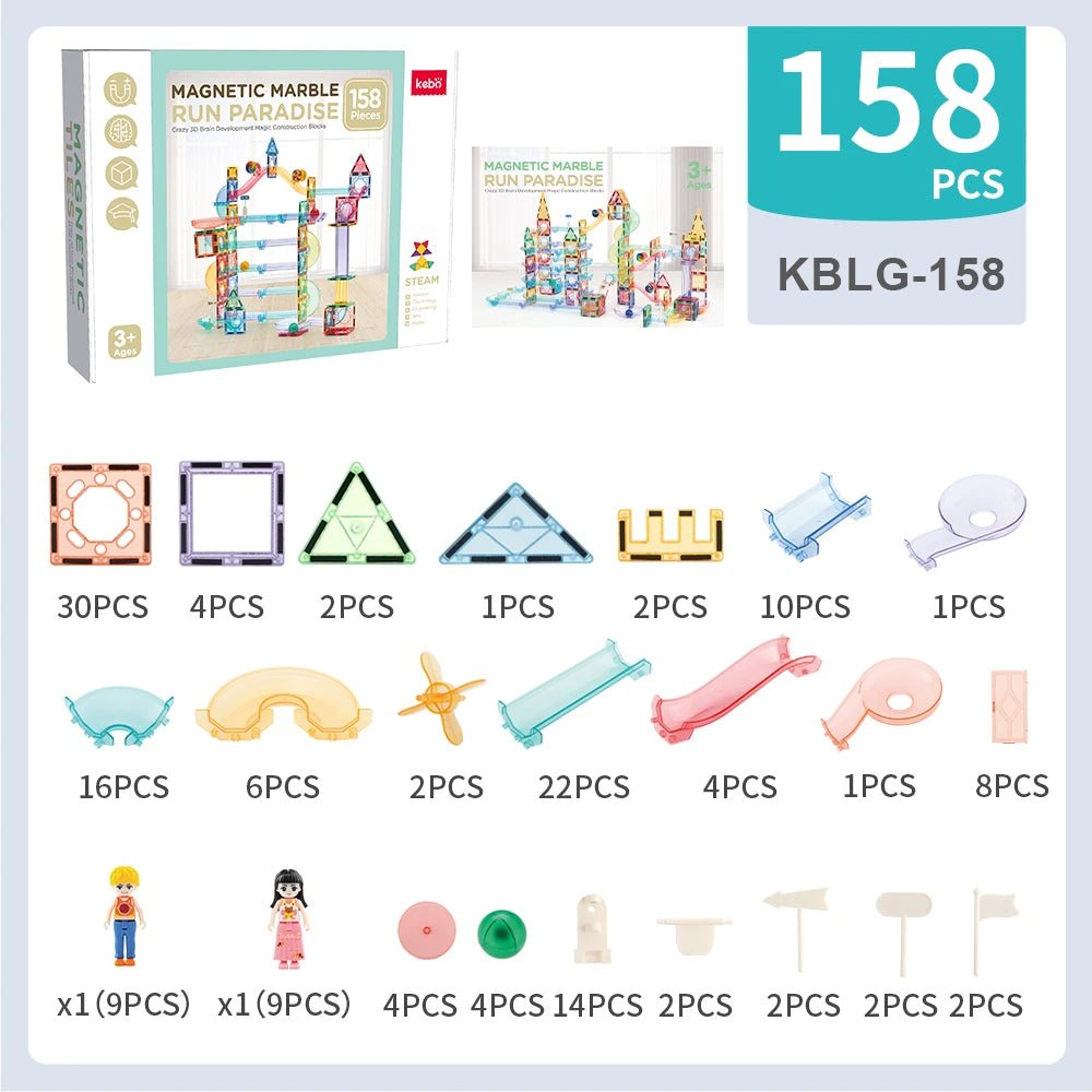 Creative Strong Magnet Tiles Tube Construction Building Blocks Magnetic Tiles Marble Run
