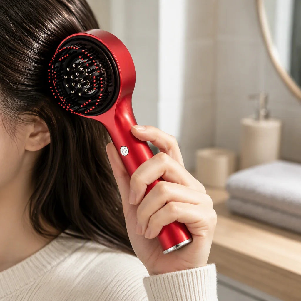 Electric Scalp Massager Brush with Red Light, Hair Care Massage Comb