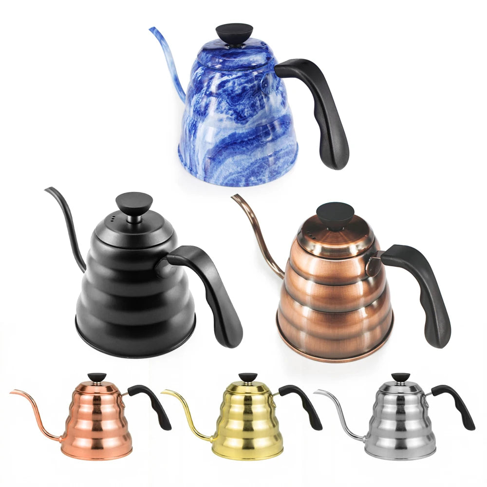 PTFE Black 1200ml Stainless Steel Gooseneck Spout Manual Pour Over Kettle Cloud Shaped