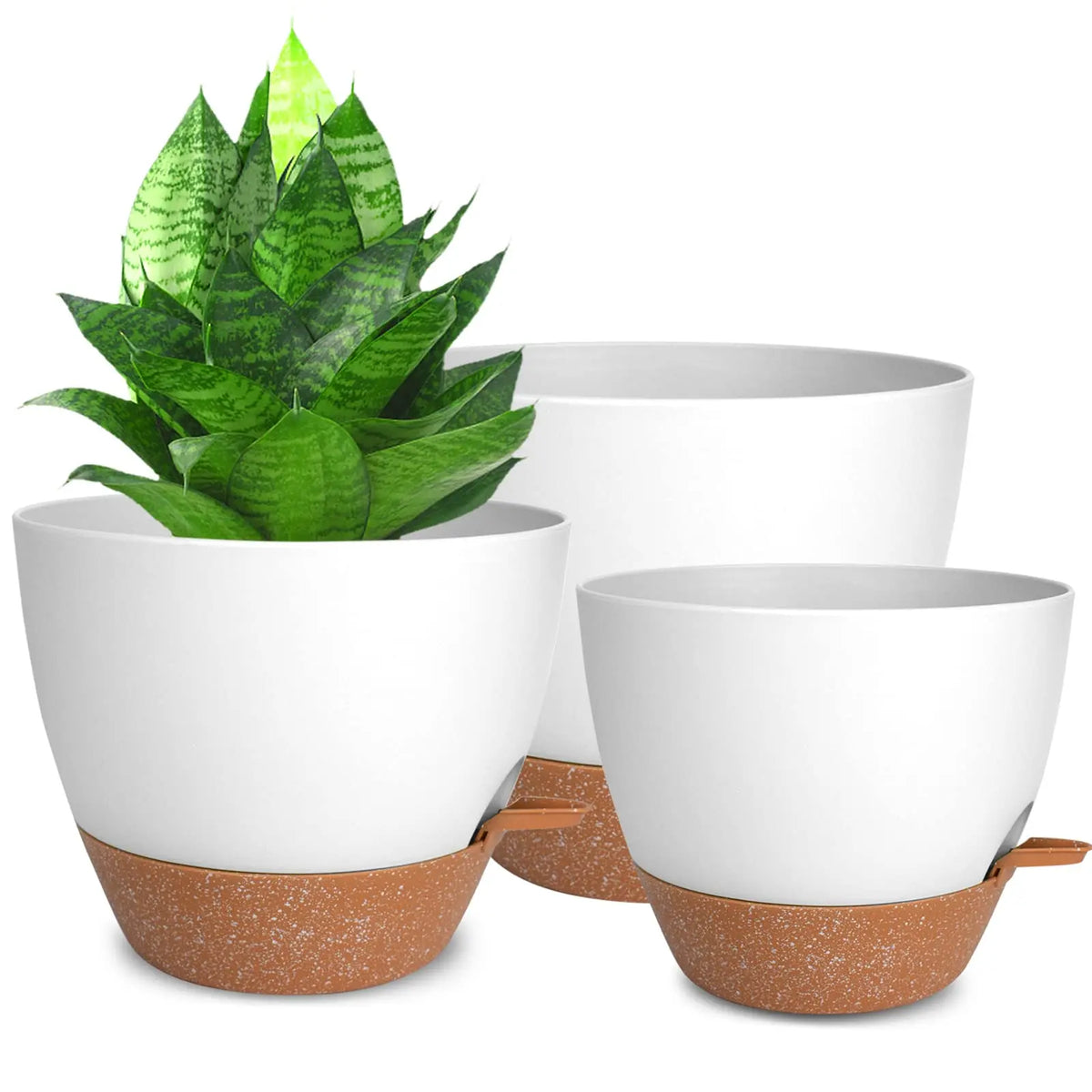 10/9/8 Inch Self Watering Plant Pots with Drainage Hole, Plastic Planters Flower Pots