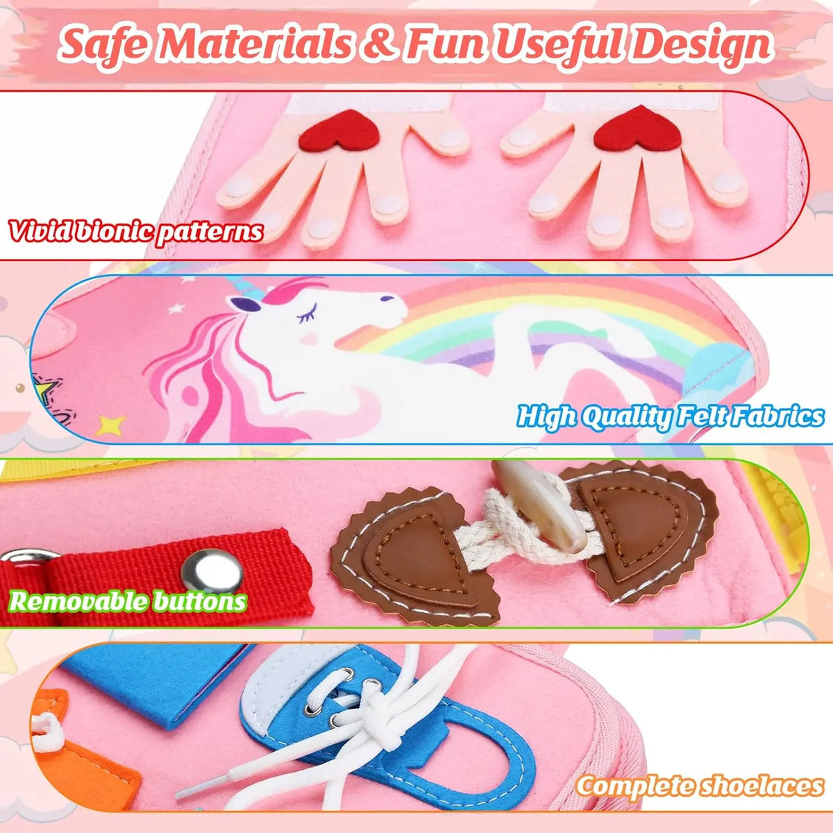 Felt Book Fine Motor Skills Learning Educational Toys Sensory Activity Board Montessori