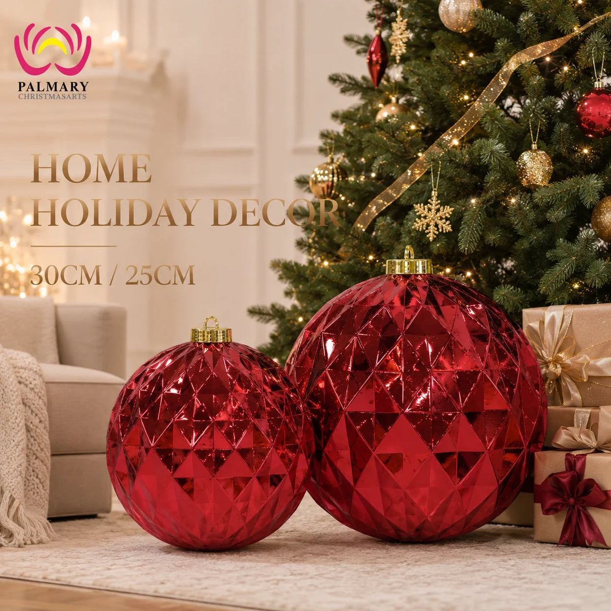 Handmade Plastic Ball Ornament Set Indoor Christmas Decoration With Shiny Finish For Tree