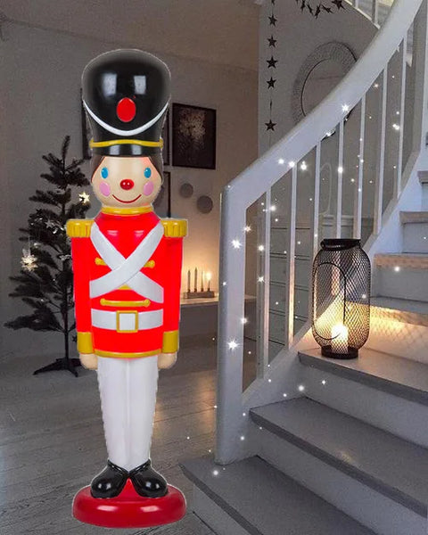 Blow Mold Nutcracker Soldier Christmas Decoration in Red
