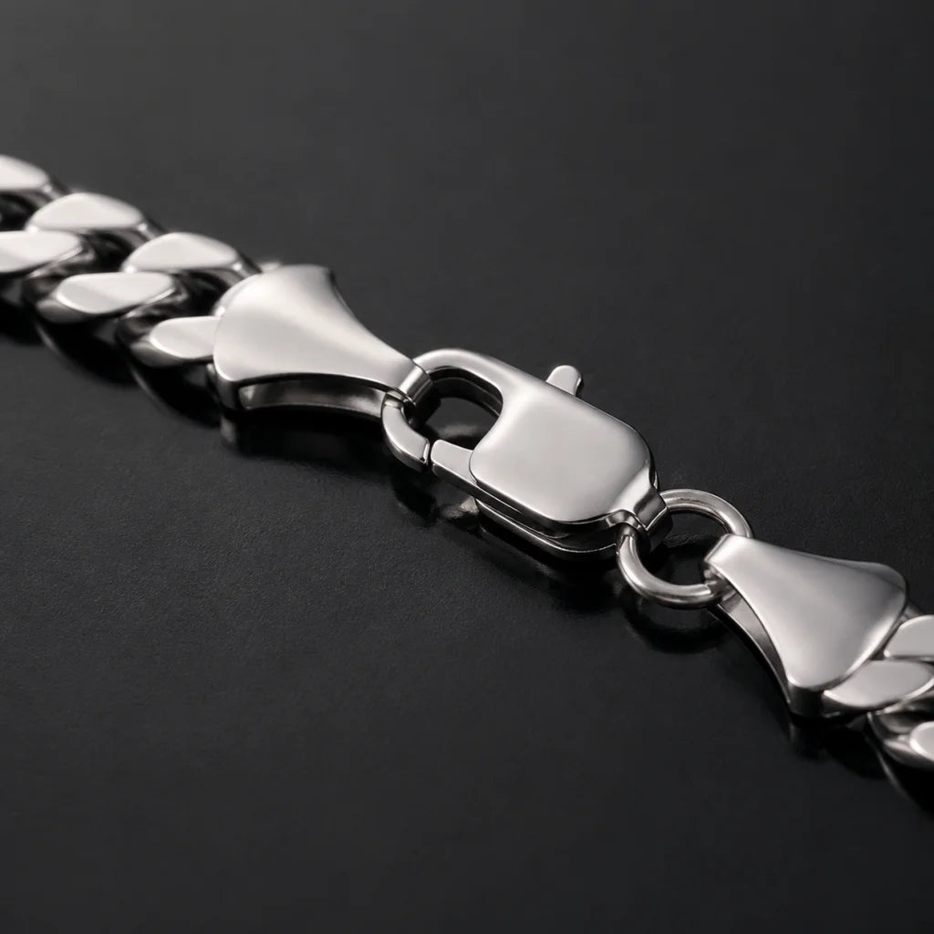 Stainless Steel Miami Cuban Chain Necklace 18K Gold Plated Moissanite Hypoallergenic Hip