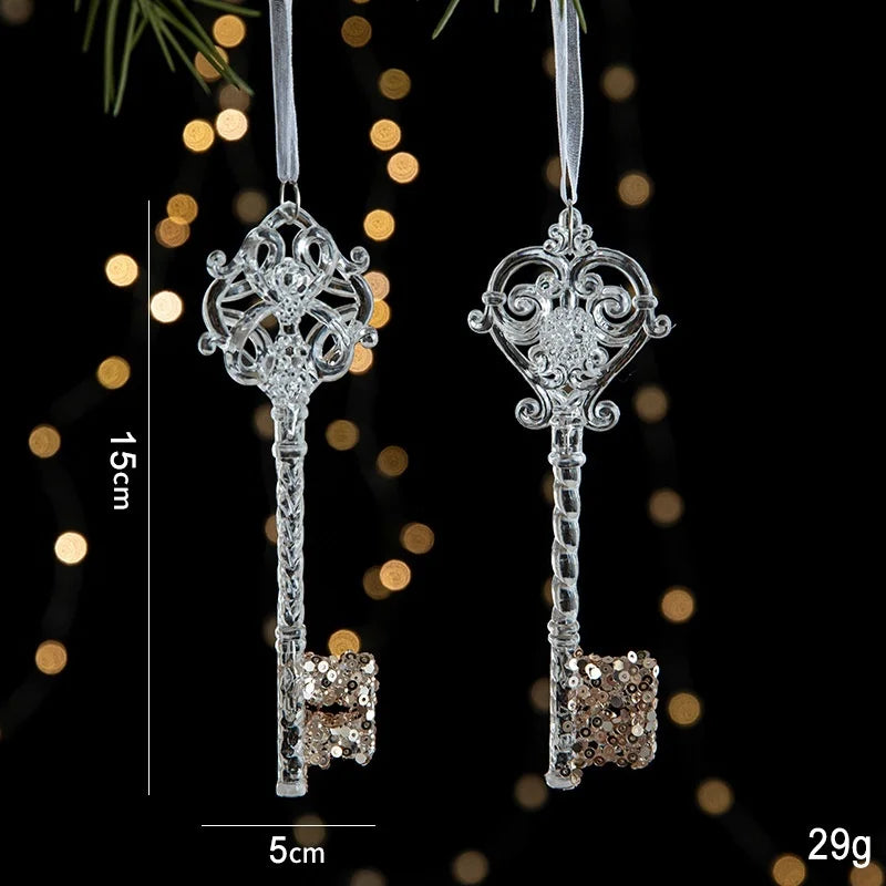 Christmas Ornaments Sequins Acrylic Transparent Snowflake Pendant Hanging Decor Christmas