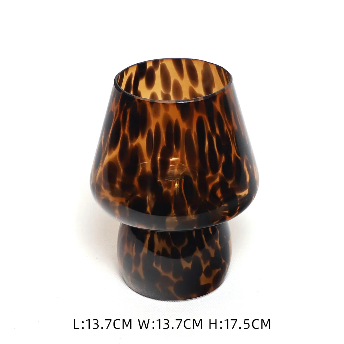 Hollow Blown Glass Leopard Print Mushroom Tabletop Reading Lamp Home Bedroom Elegant