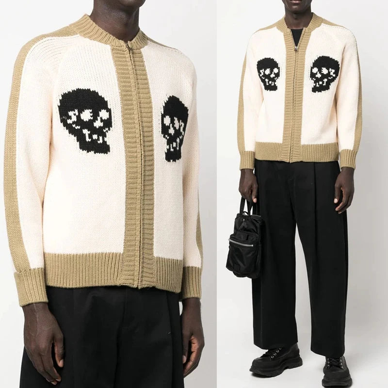 Sweater Skull Zip Up Cardigan Sweaters Boys Cardigan Sweater Skull Mens Custom Cardigan