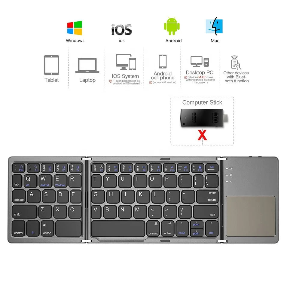 Portable Folding Mechanical Gaming Mini Blue Tooth Wireless Custom Foldable Keyboard