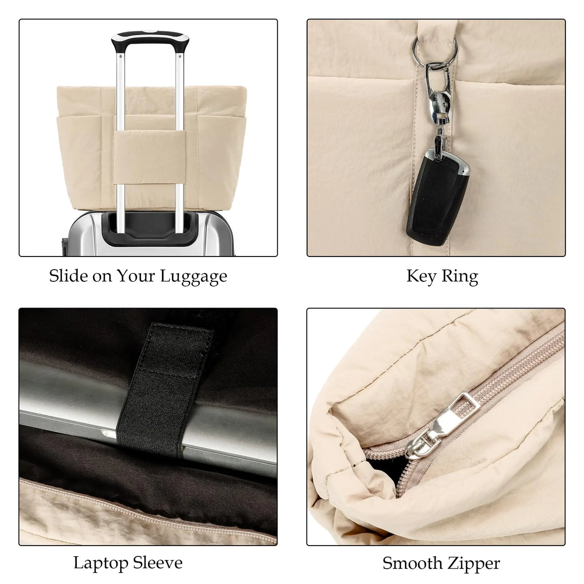 Multi Pocket Tote Bag For Women Large Puffy Shoulder Purse Handbag With Laptop