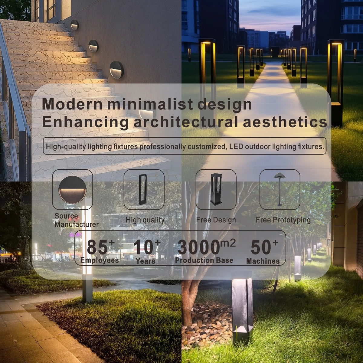 LED Outdoor Wall Light Long Strip IP65 Waterproof Lighting for Garden Villa Balcony