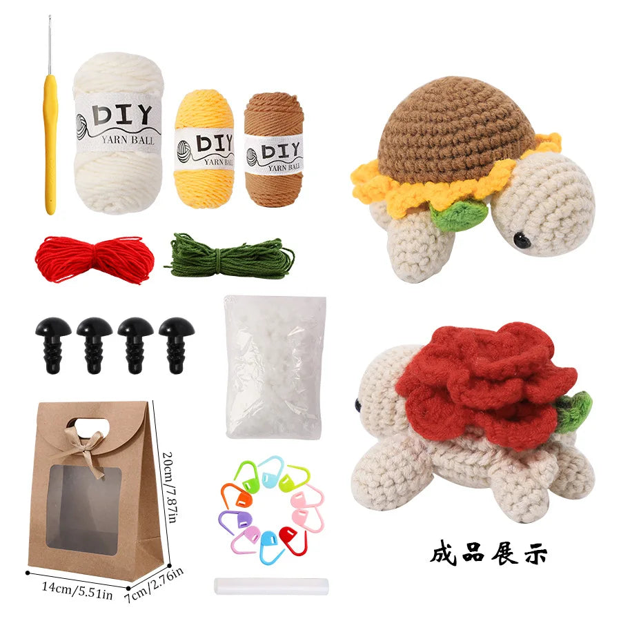 Animal Crochet Kit for Beginners DIY Amigurumi Starter Kit with Yarn Hook