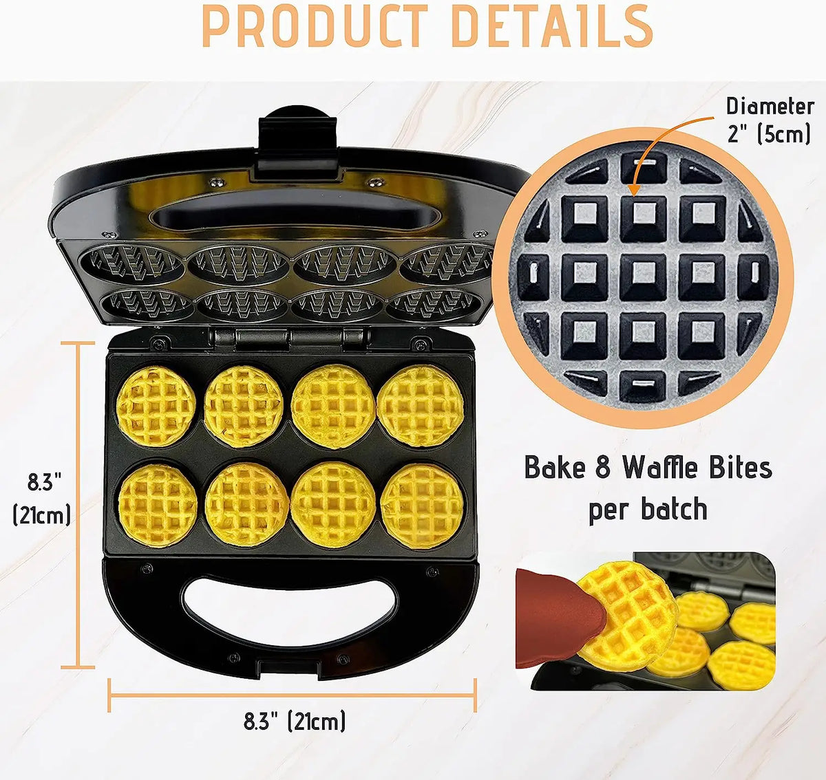 Non-Stick Waffle Iron Machine, for Belgian & American Style Waffles, Sweet Snacks