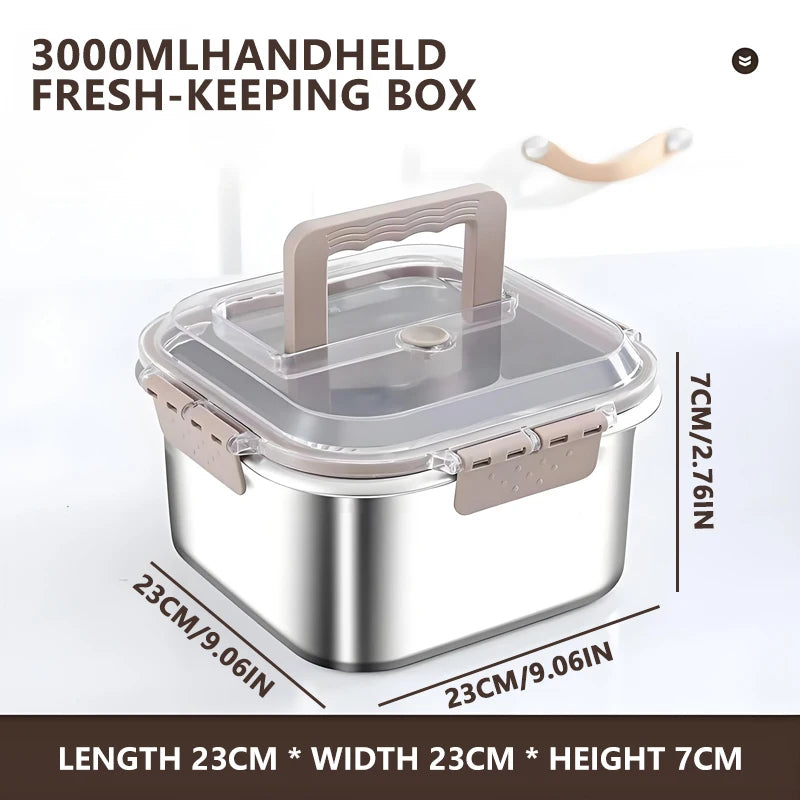 Modern Stainless Steel Eco-Friendly Portable Leak-Proof Bento Box with 1-3L Capacity