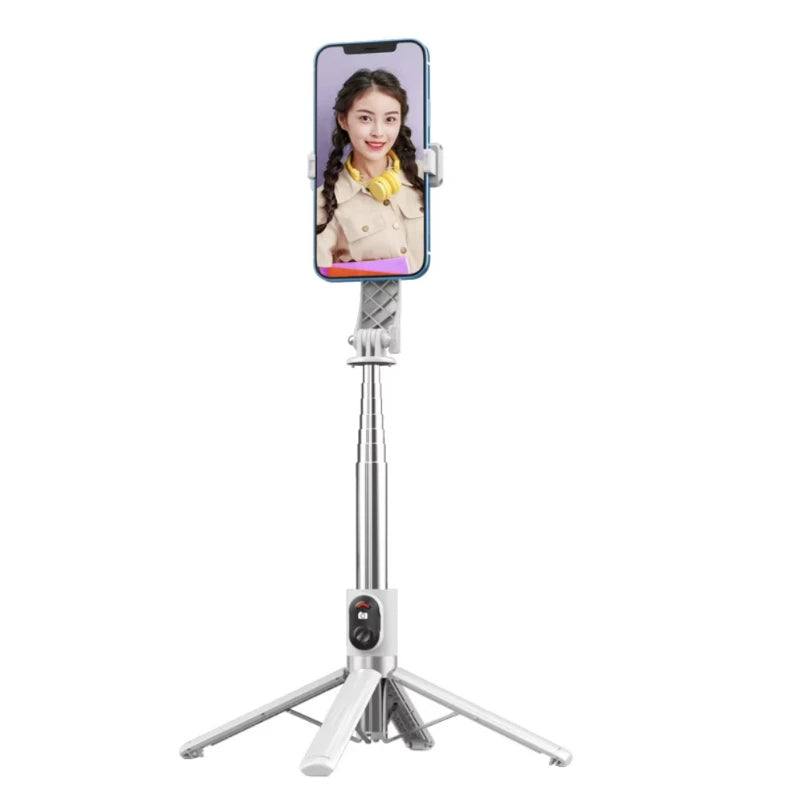 Stainless Steel Selfie Stick with 360 Adjustable Retractable Tripod 2 LED Light Remote